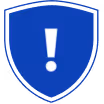 Blue shield icon with a white exclamation mark in the center.