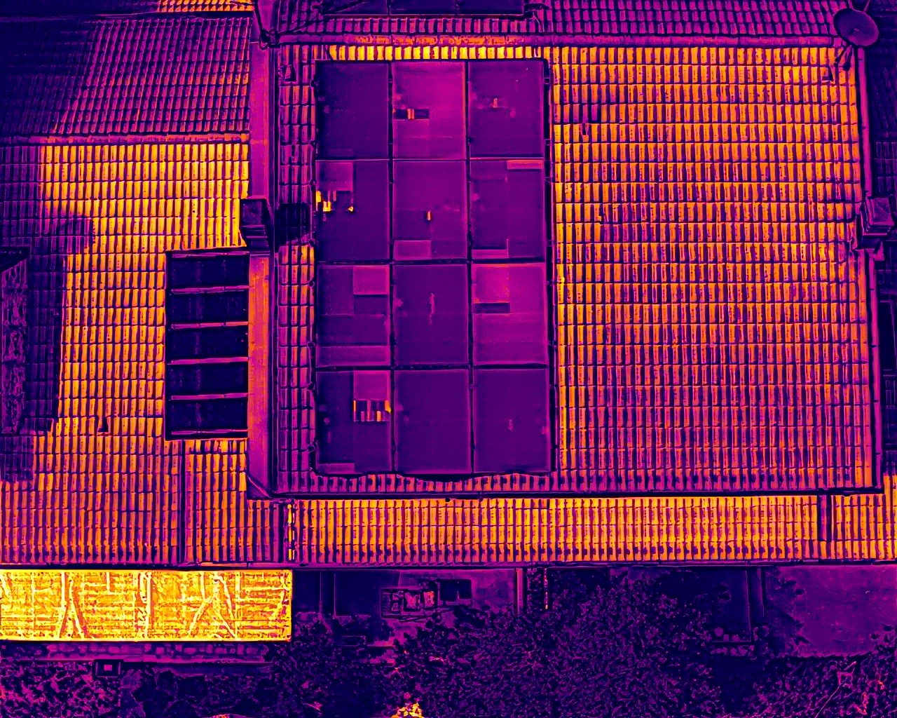Immagine termografica di un impianto fotovoltaico ripresa con drone