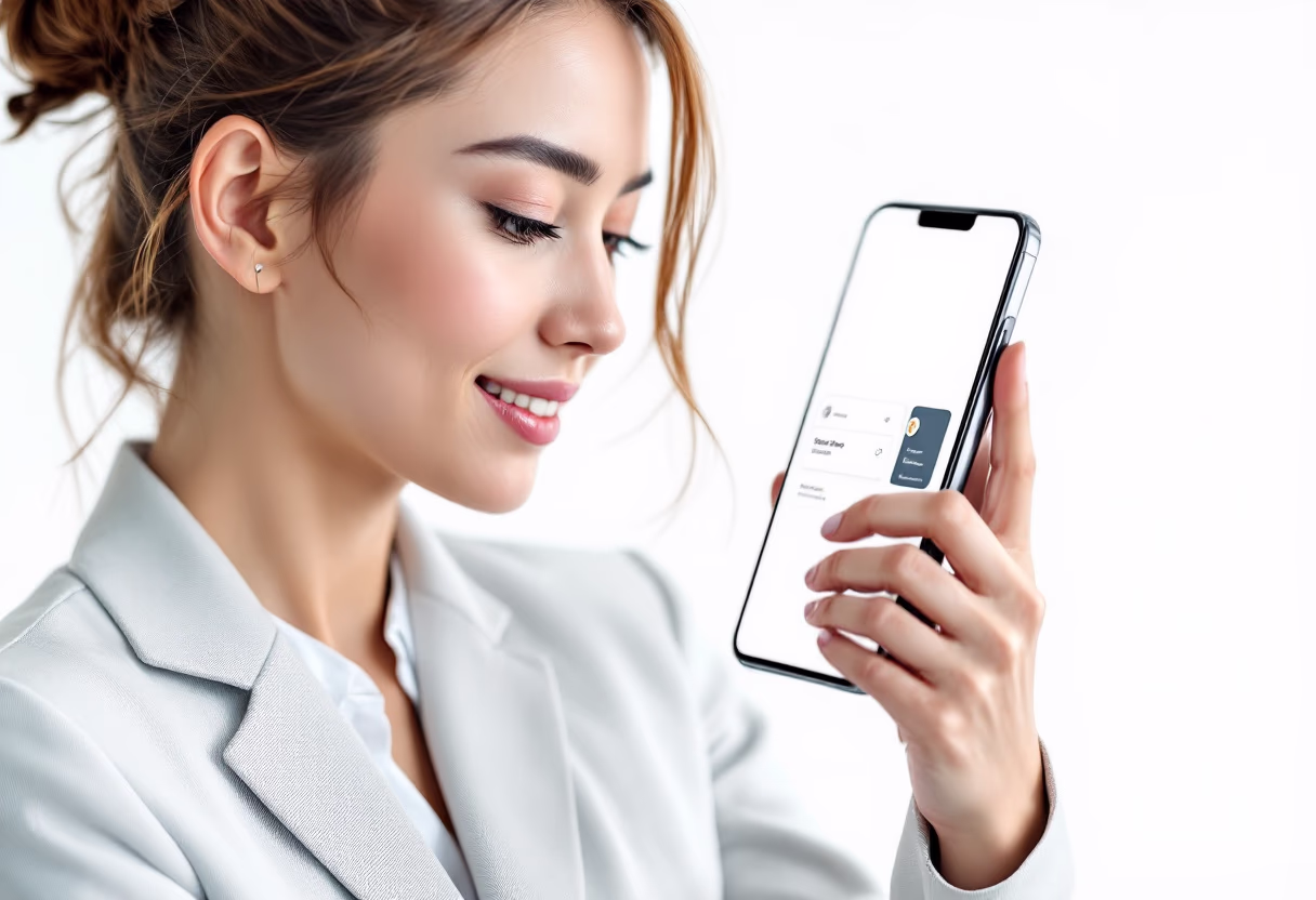 image of person demonstrating app usage for a tech startup