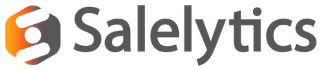 Salelytics logo text with stylized orange and black design.
