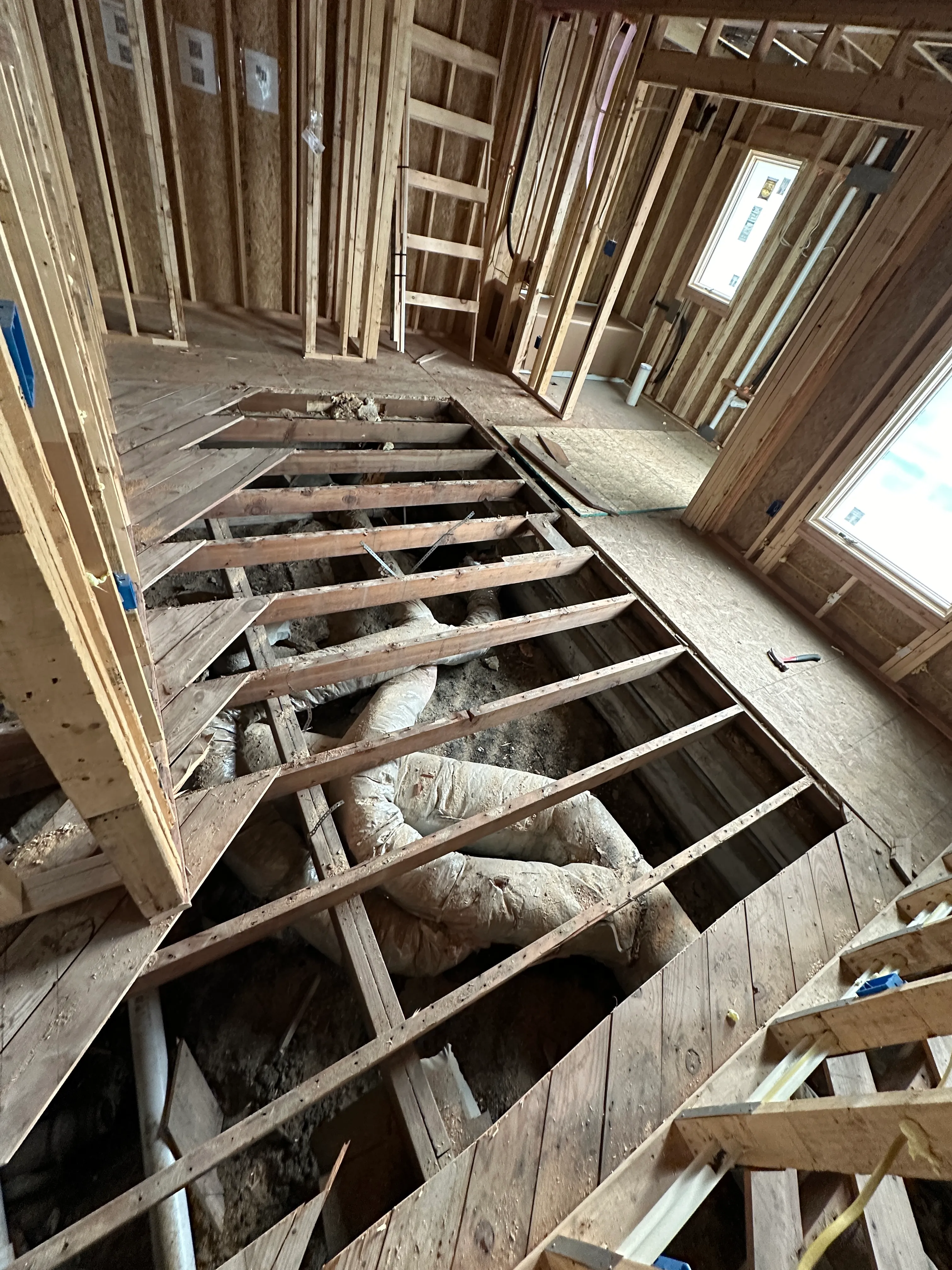 Multi-story framing with skylight openings