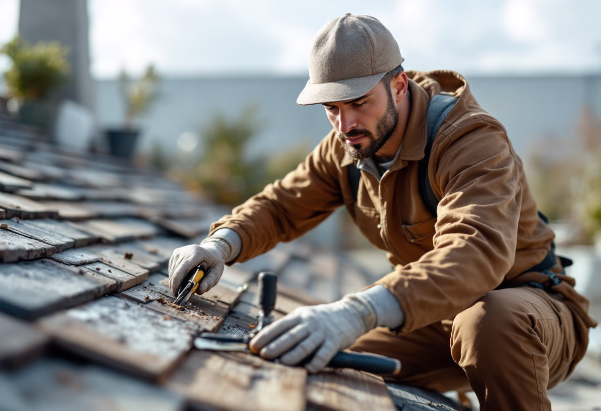 image of contractor on rooftop