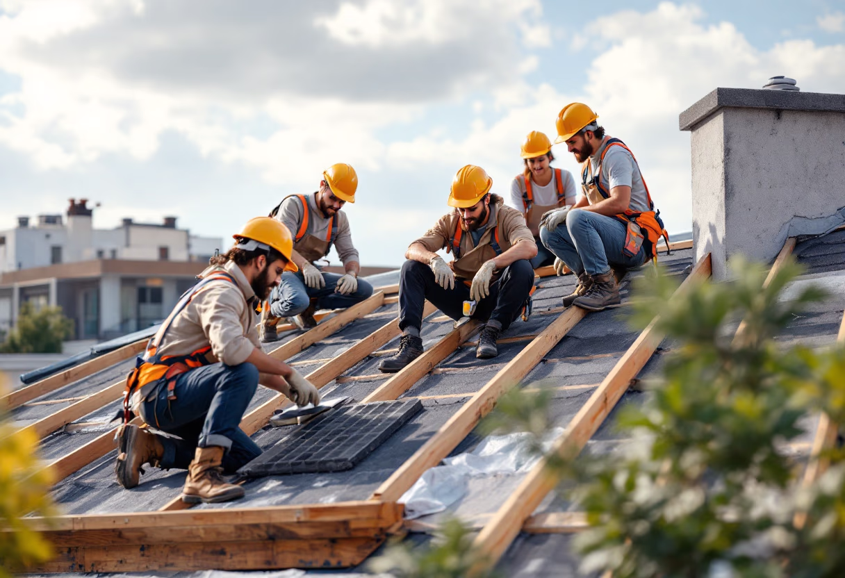 image of contractor on rooftop