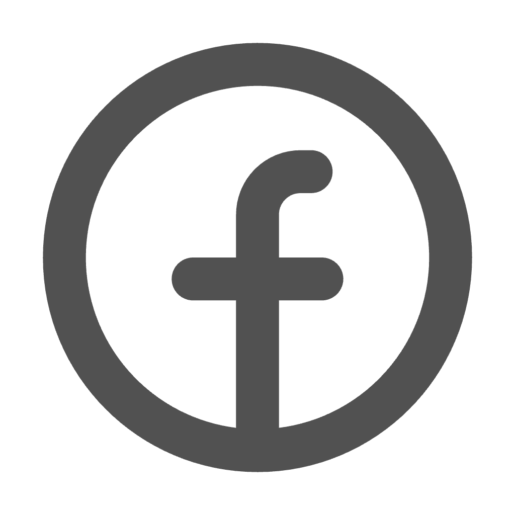 Facebook logo icon inside a circular border.