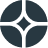 Abstract circular emblem with four curved shapes forming a pinwheel design.