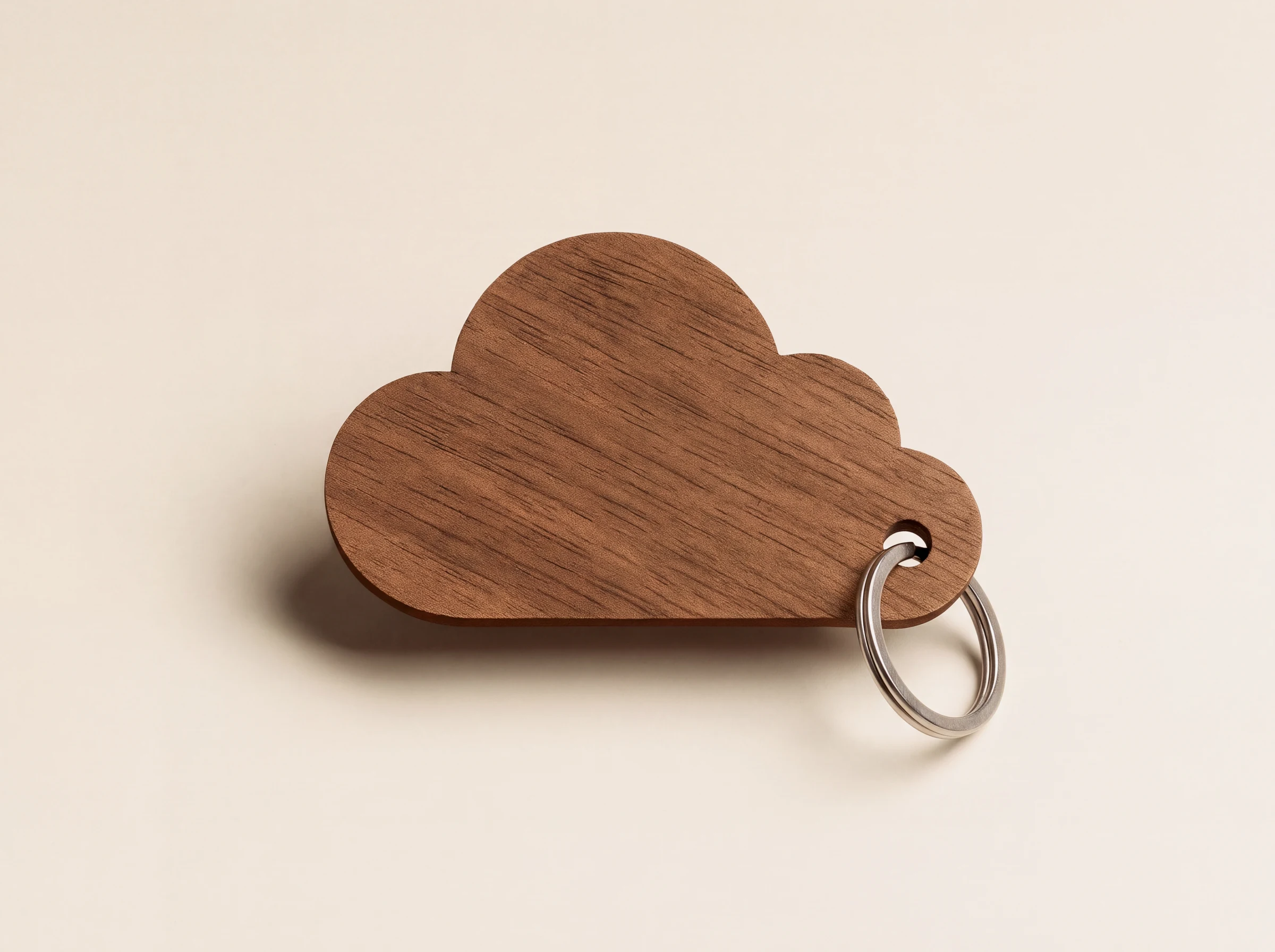 Wooden cloud shaped access card on a split ring