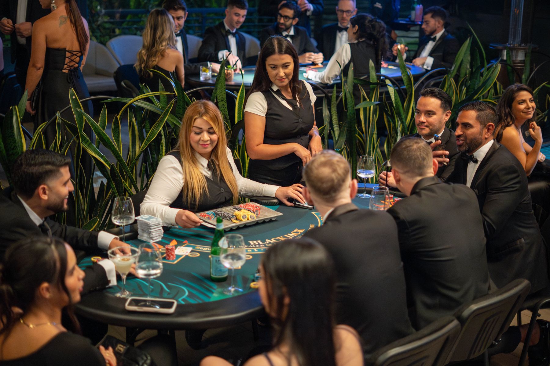 Blackjack table at the charity gala