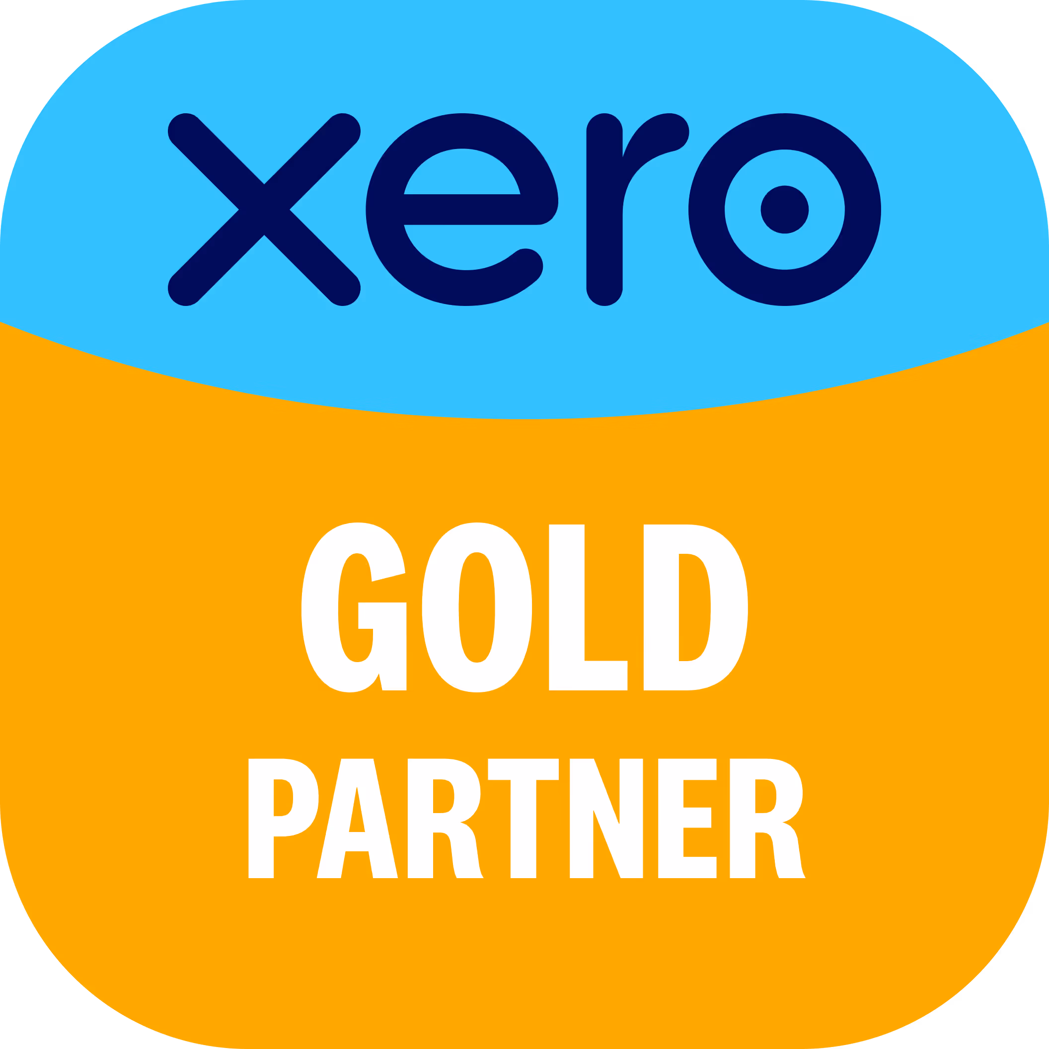 Xero Silver Partner logo with blue Xero circle and gray Silver Partner circle.