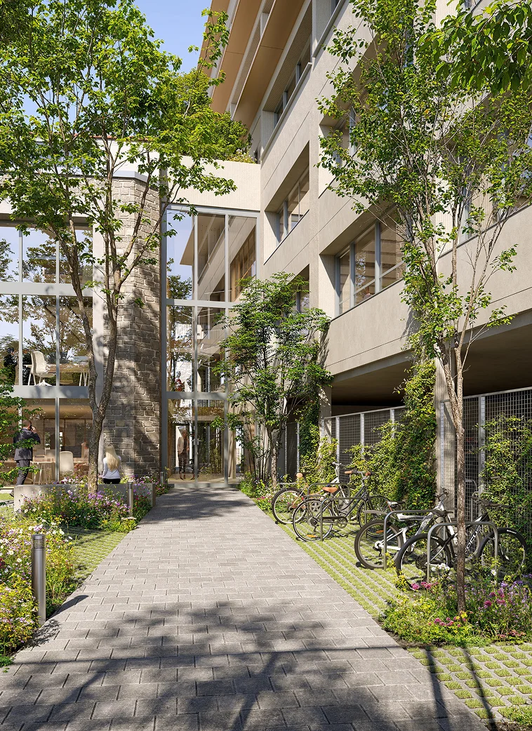 Perspective 3D d’un projet immobilier résidentiel – Rendu architectural Hive