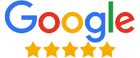 Logo Google avec cinq étoiles jaunes d'évaluation en dessous