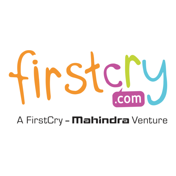 FirstCry.com logo with handwritten style text and tagline A FirstCry - Mahindra Venture.