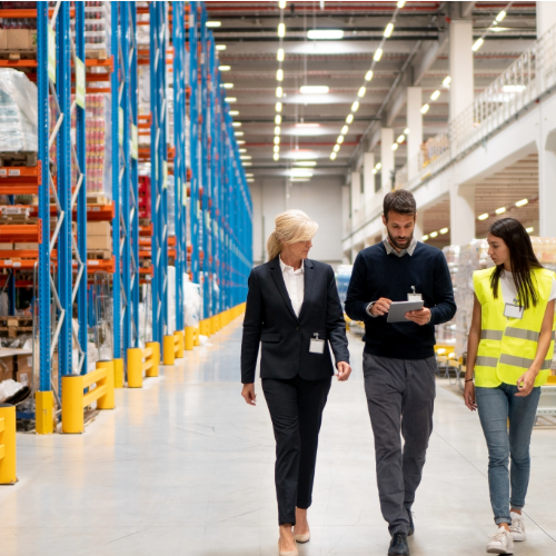 Warehouse team walking