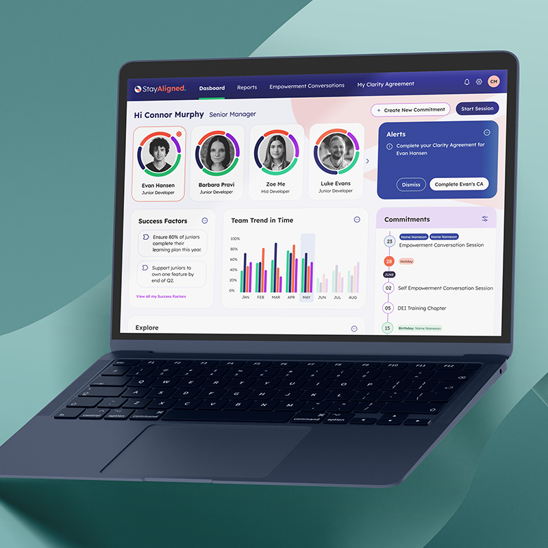 Mockup of the StayAligned product's dashboard