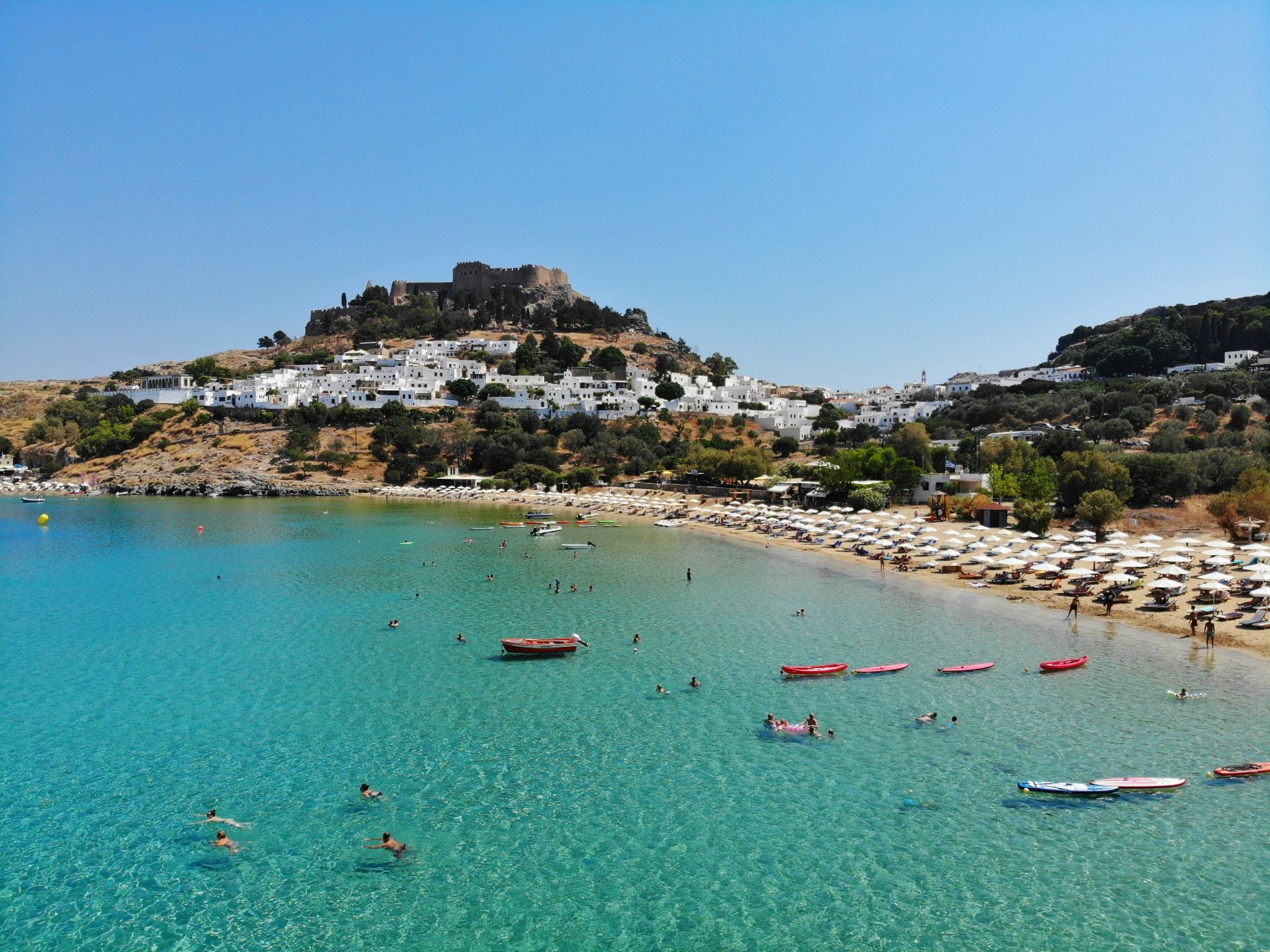 Beach-on-Rhodes-Island-Greece-in-summer