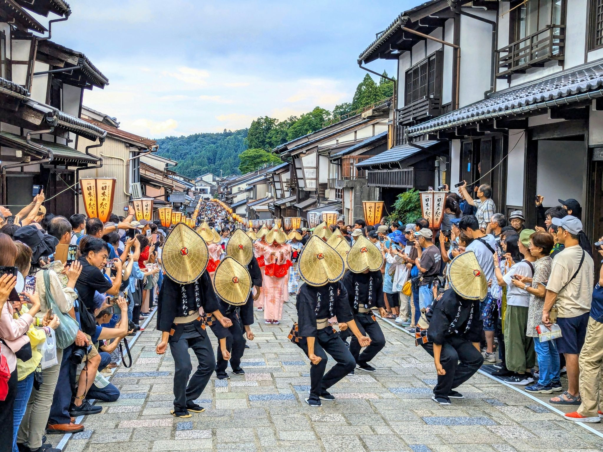 dancers parade through Suwamachi Street, Yatsuo Town, Toyama, Japan
