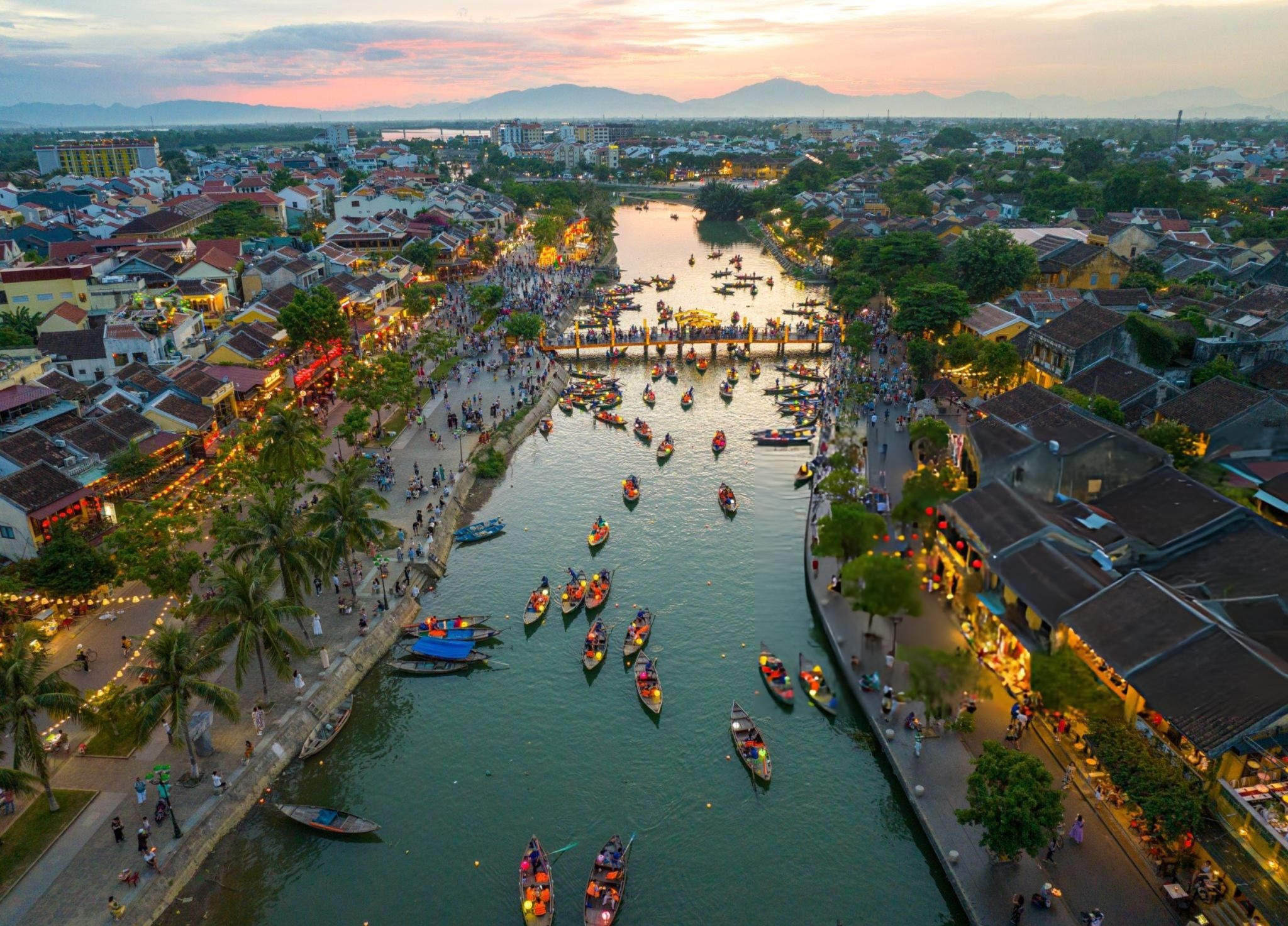 Hoi An Ancient Town and Thu Bon River at sunset, Quang Nam Province