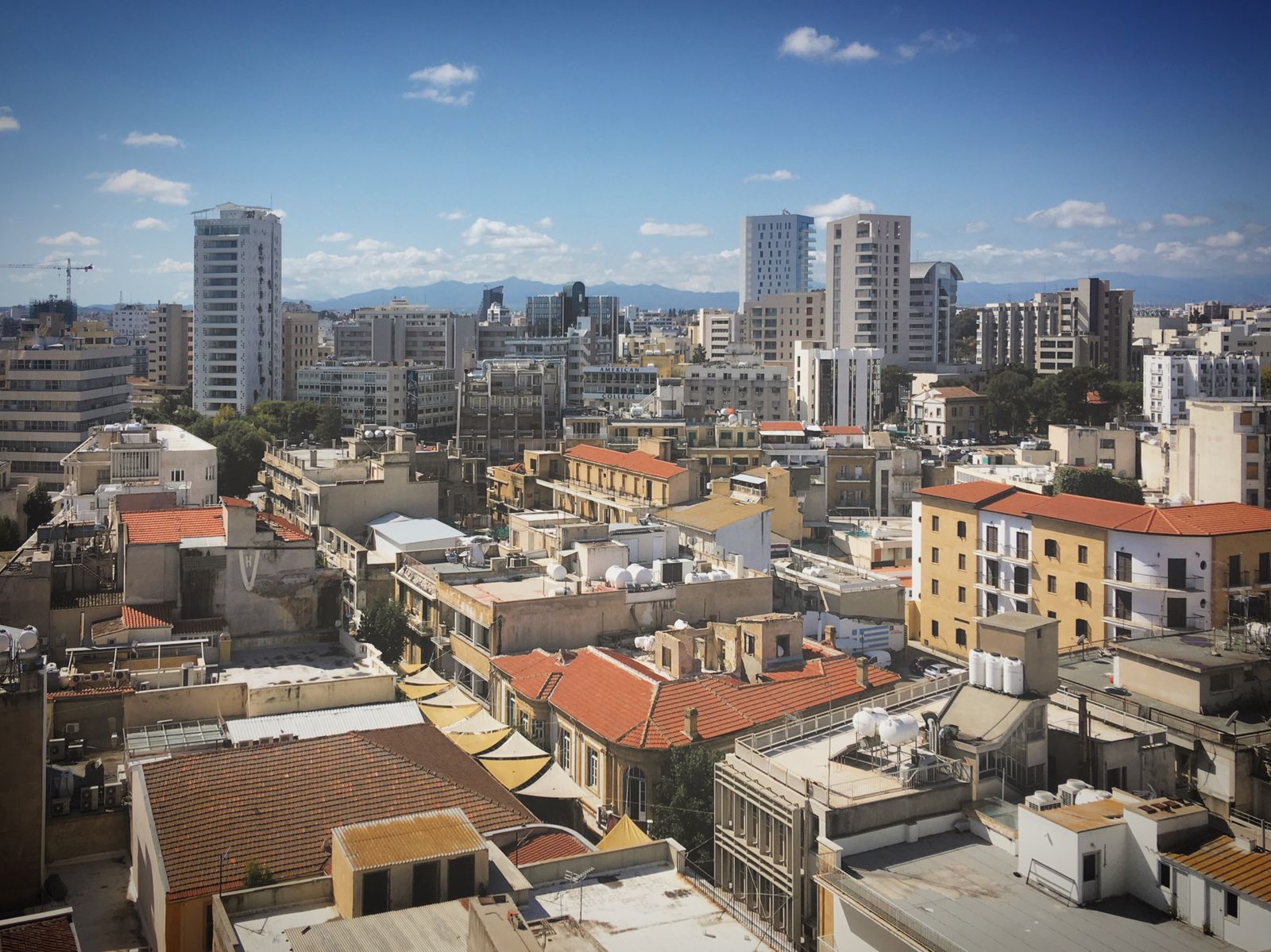 Venetian walls and rooftops of divided Nicosia, the capital