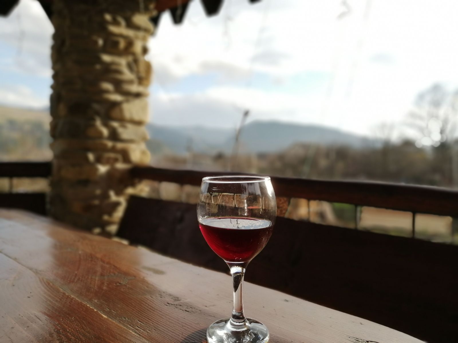 Wine glasses at a Troodos hillside winery tasting