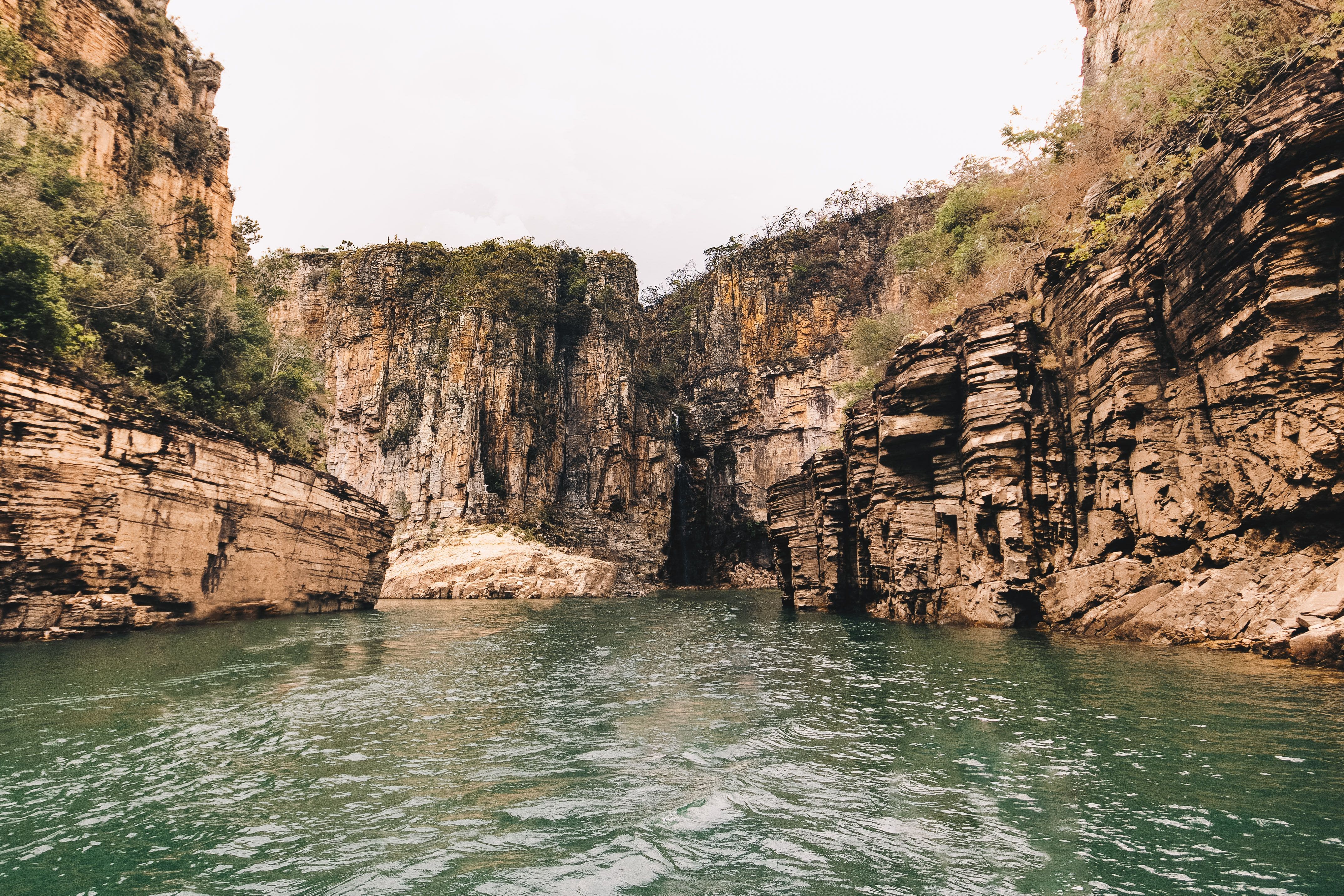Rocky canyon walls rising beside clear water at Somoto Canyon in northern Nicaragua