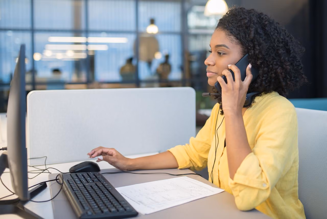 Real travel agent speaking with client directly