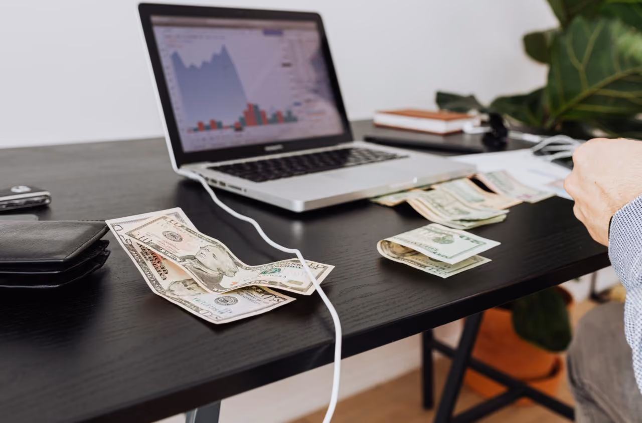 Professional cryptocurrency trading station with multiple price prediction monitors