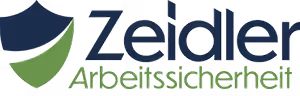Logo von Zeidler Arbeitssicherheit mit blau-grünem Symbol und Text.