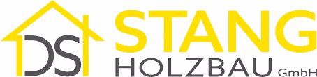 Logo von STANG HOLZBAU GmbH mit Haus-Symbol in Gelb und grauem Text.