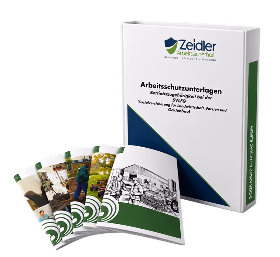 Zeidler Arbeitssicherheit Ordner und Infobroschüren zum Thema Arbeitsschutz.