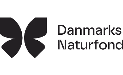 Danmarks Naturfond logo with stylized abstract leaf design.