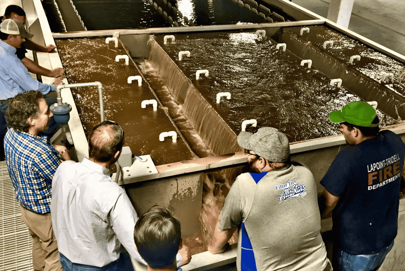 Filter Tech team at water treatment clarifier