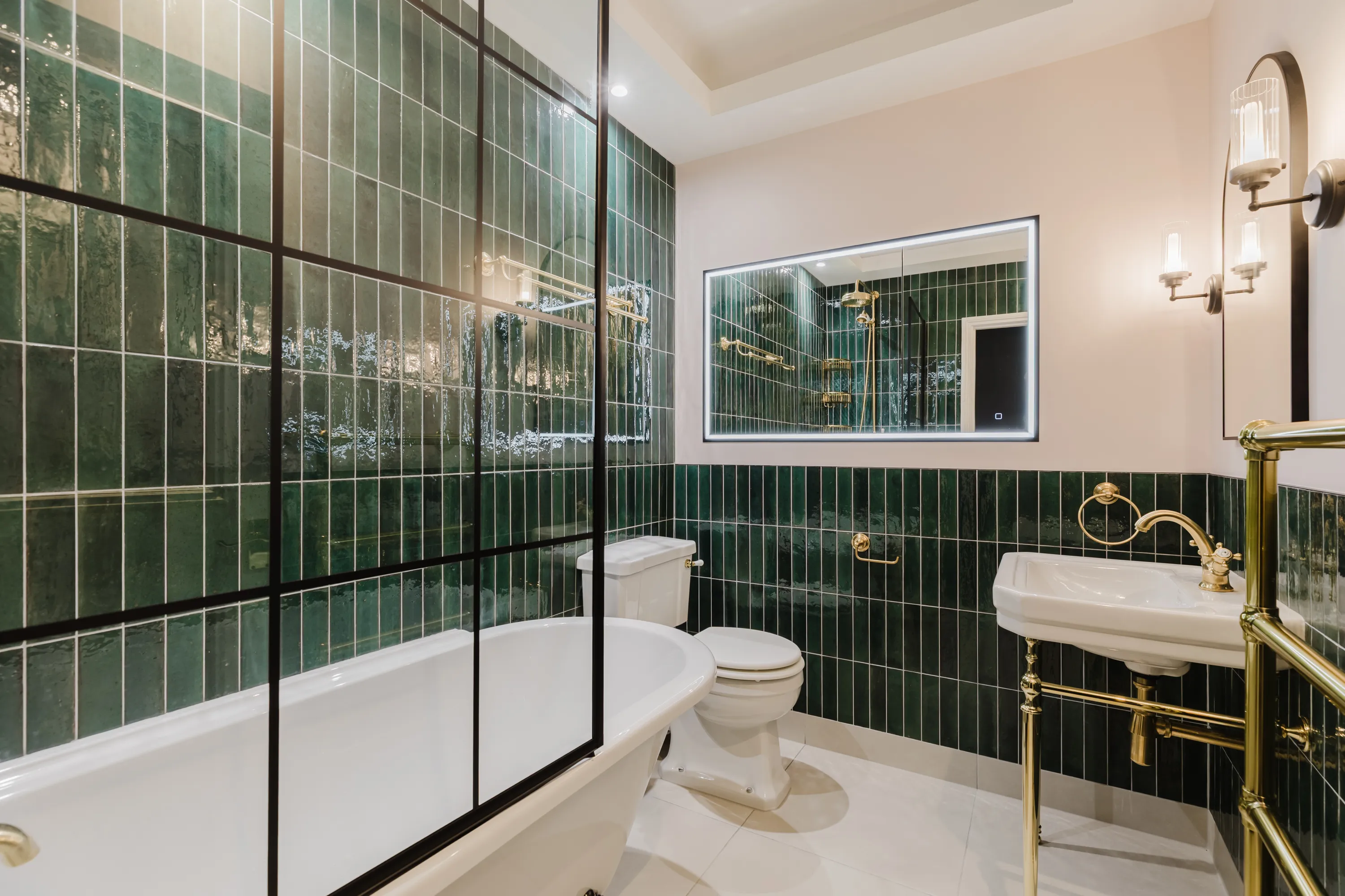 Emerald & Brass Bathroom | Norwood - gallery photo 1