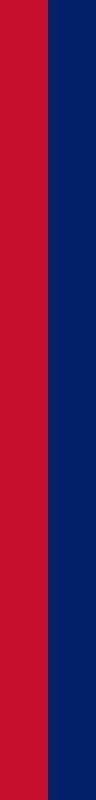 Red vertical rectangle with a thin navy blue vertical strip on its left side.