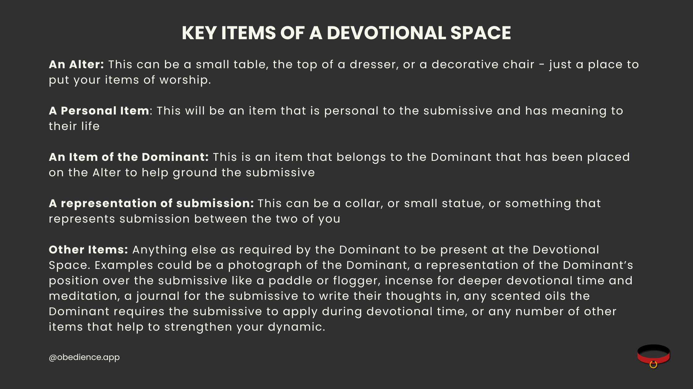 key items of a devotional space