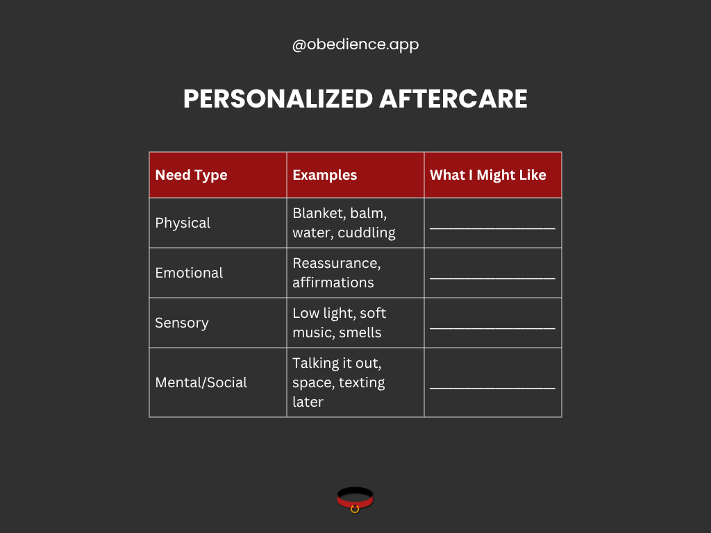 personalised bdsm aftercare