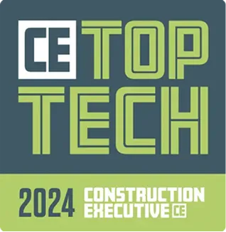 Logo reading 'CE Top Tech 2024 Construction Executive' in green and white text on a blue and green background.