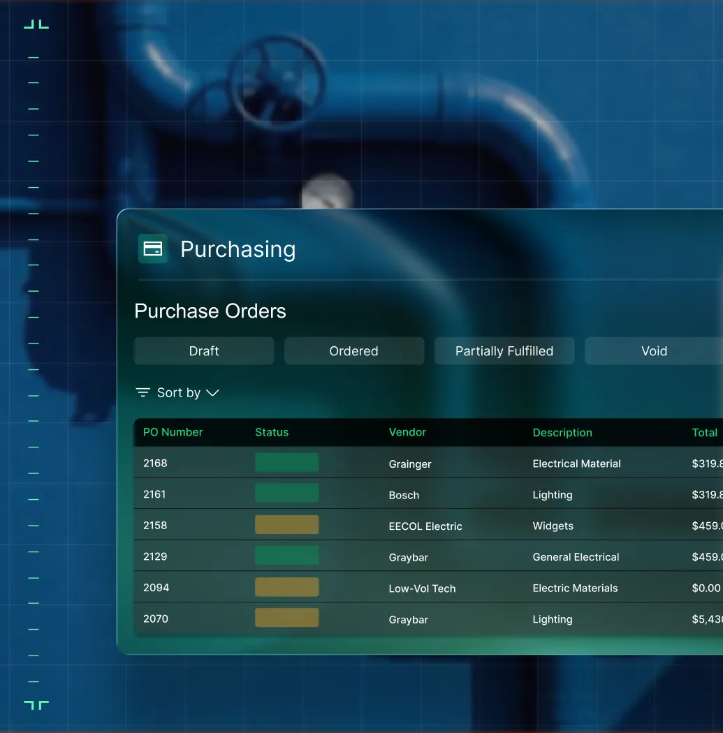 Procurement screenshot