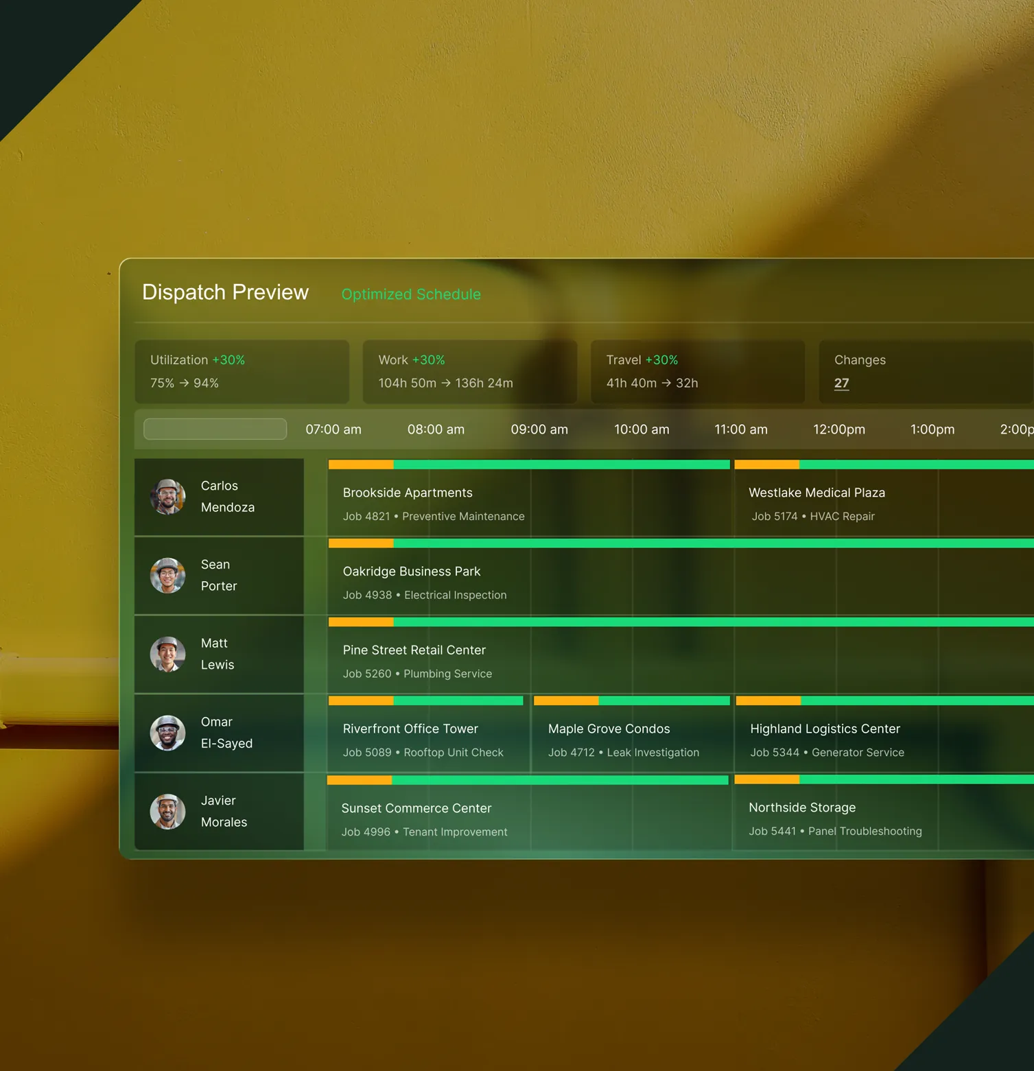 Scheduling system screenshot