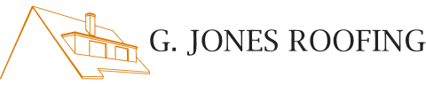 G. Jones Roofing company logo with a stylized orange roof illustration.