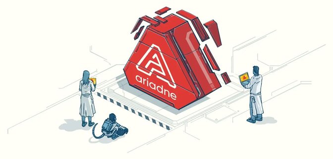 Abstract image with Ariadne logo in the middle