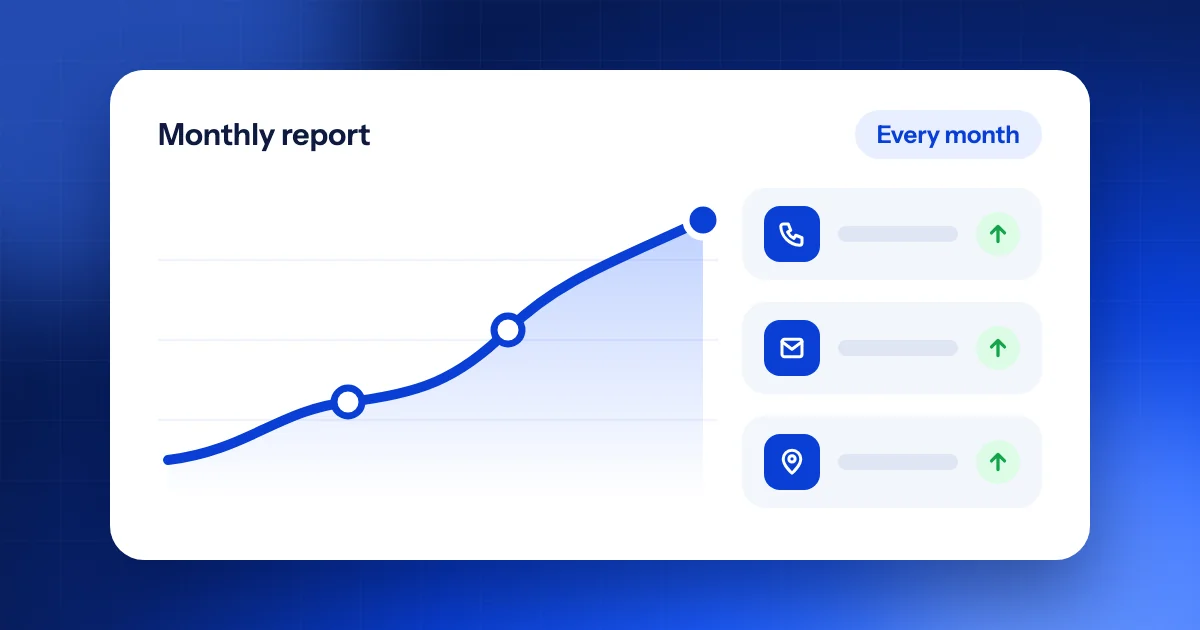 Illustration: a monthly report with a rising chart