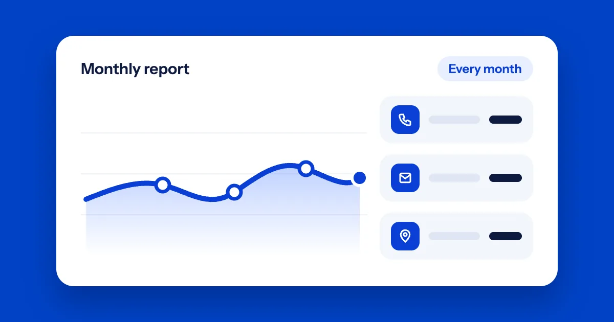 Illustration: a monthly report with a rising chart