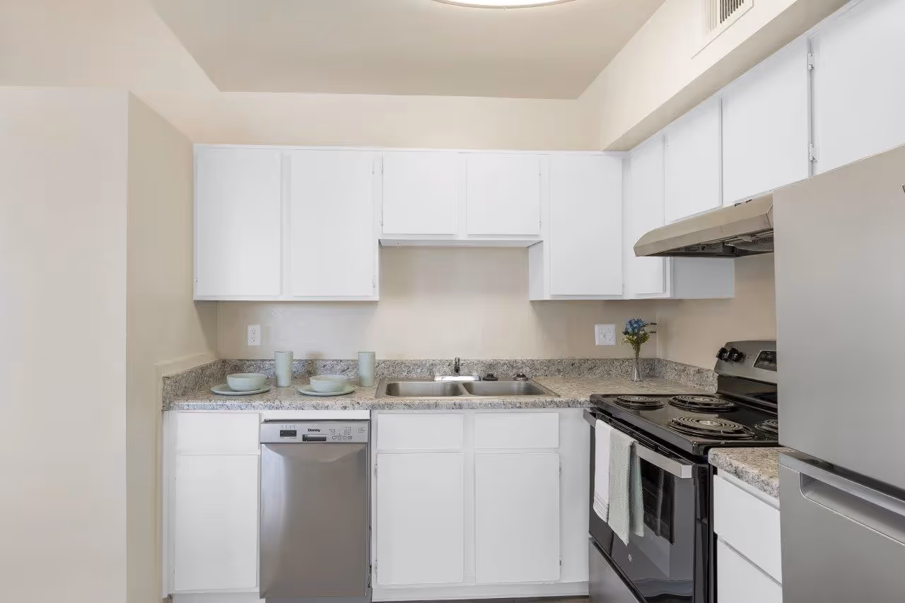 Kitchen with white cabinets