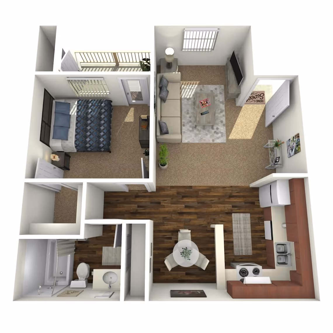 1 Bed 1 Bath - A layout
