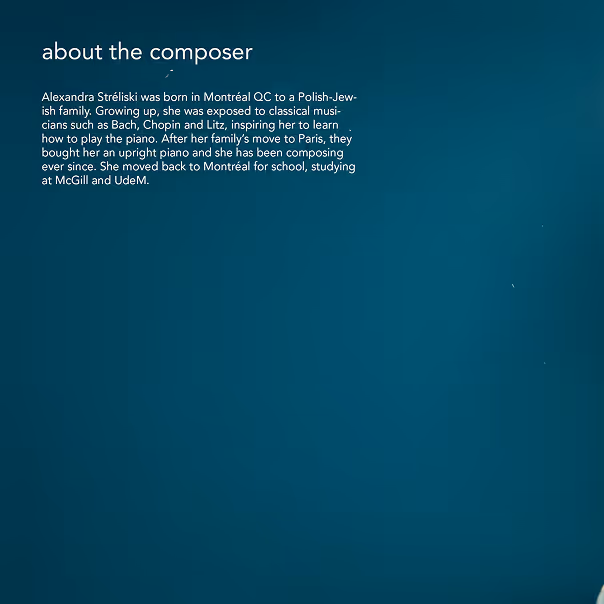 3rd page of the artist's booklet. A description of the composter in white type, on top of a dark blue background.