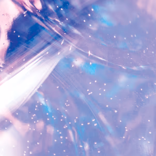 Front cover of the artist's booklet, featuring an intersection of colour, light, and tiny air bubbles.