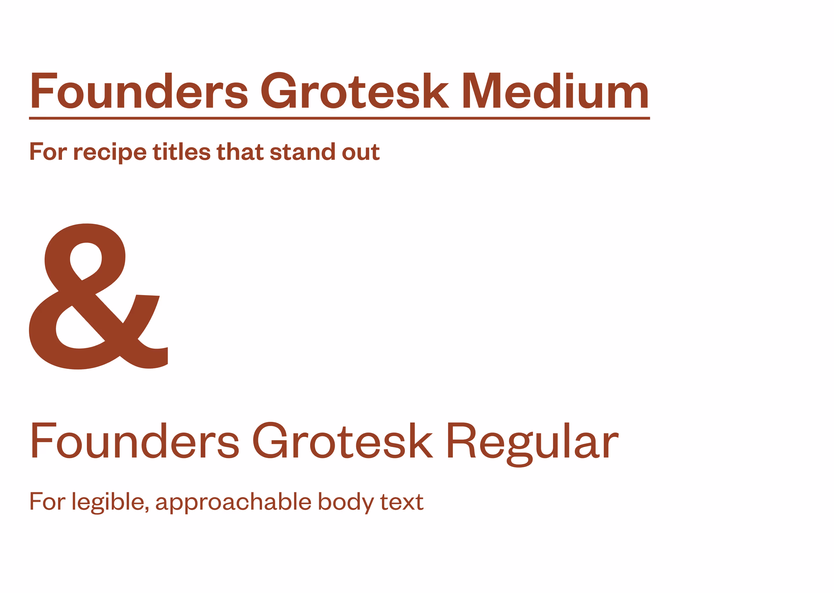 Type specimen for Founders Grotesk Medium and Founders Grotesk Regular.