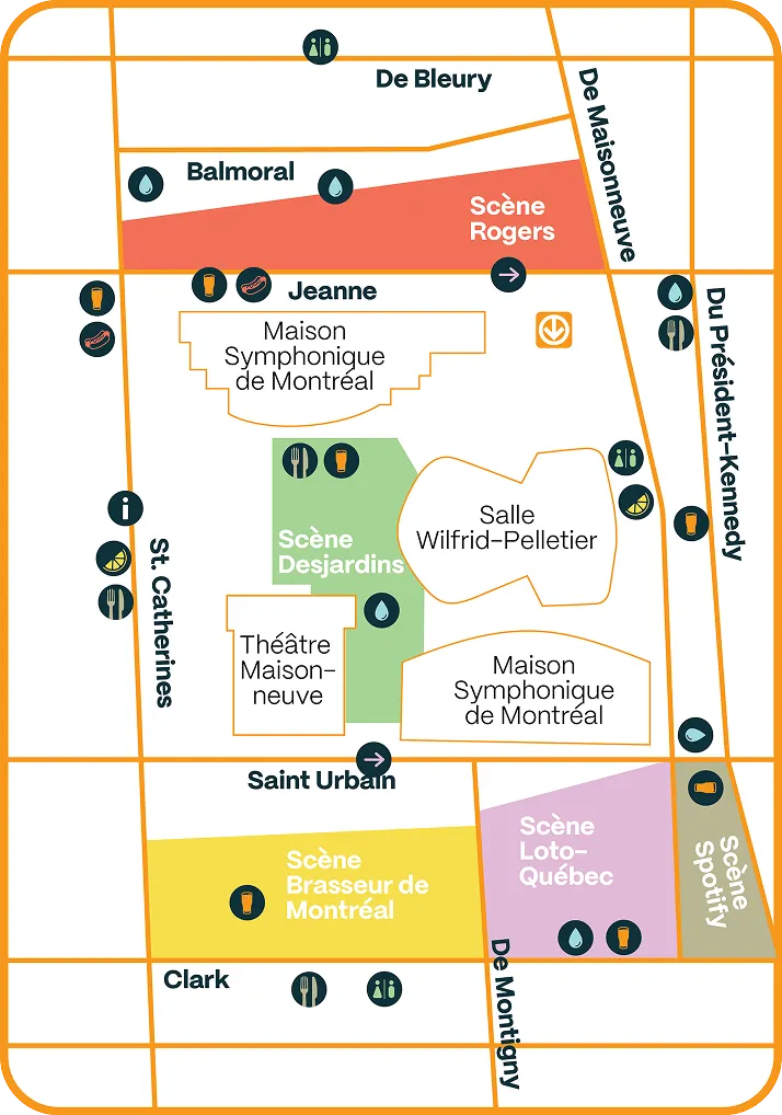 A vectorized map of the amenities and signage placement. 