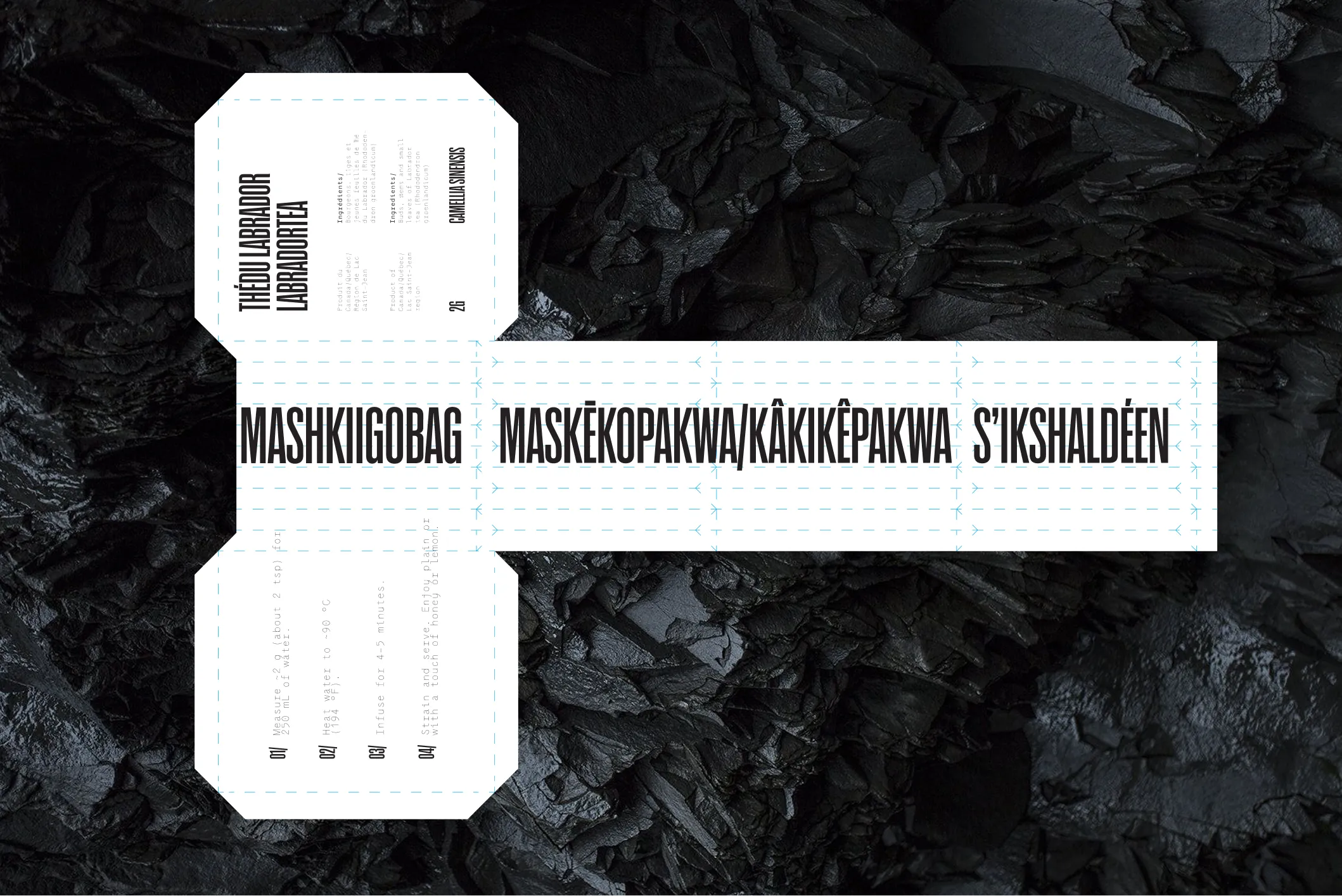 A die-line of the tea packaging.