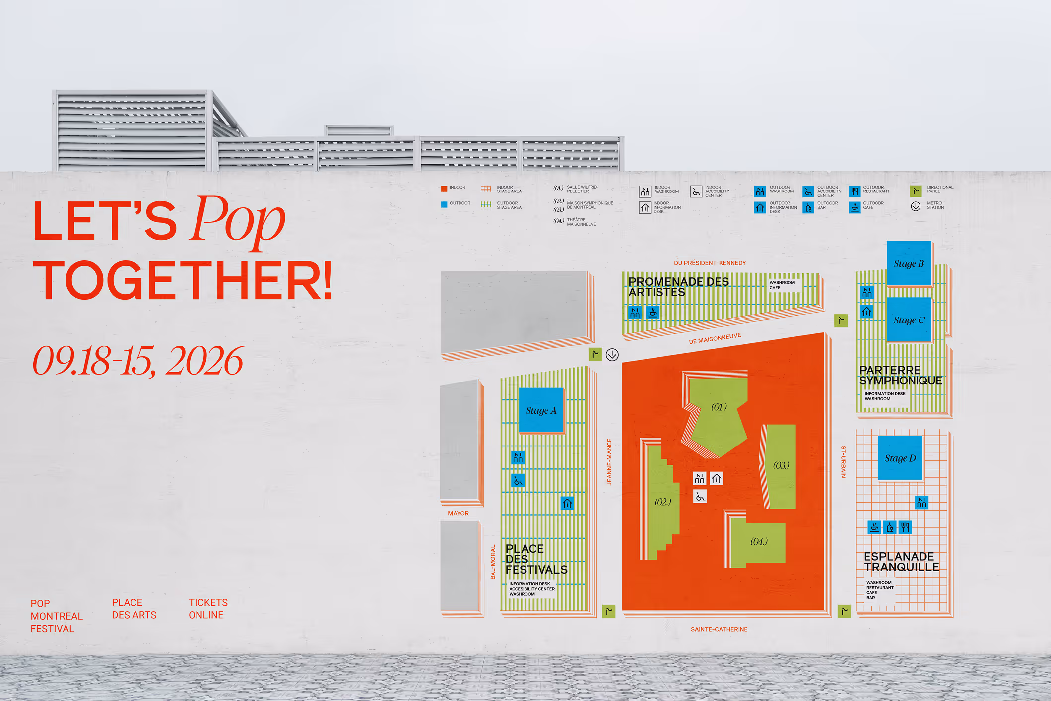 A mural with the festival map.