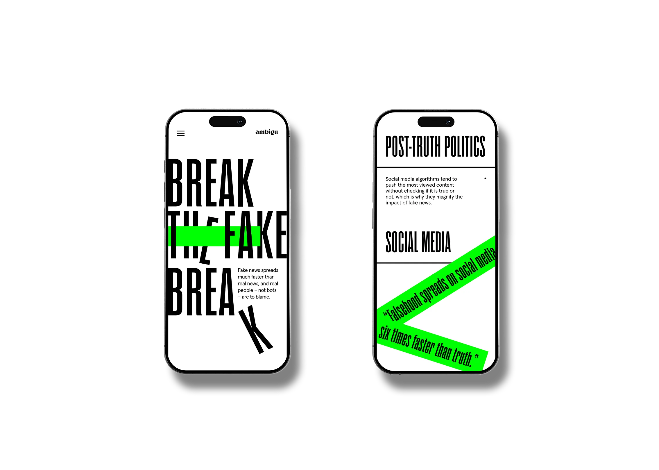 A mobile layout of the website